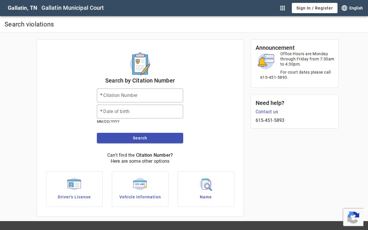Gallatin court docket citation search portal