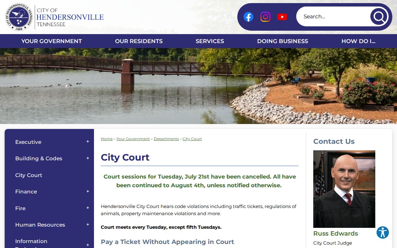 Hendersonville court docket official Hendersonville City Court page