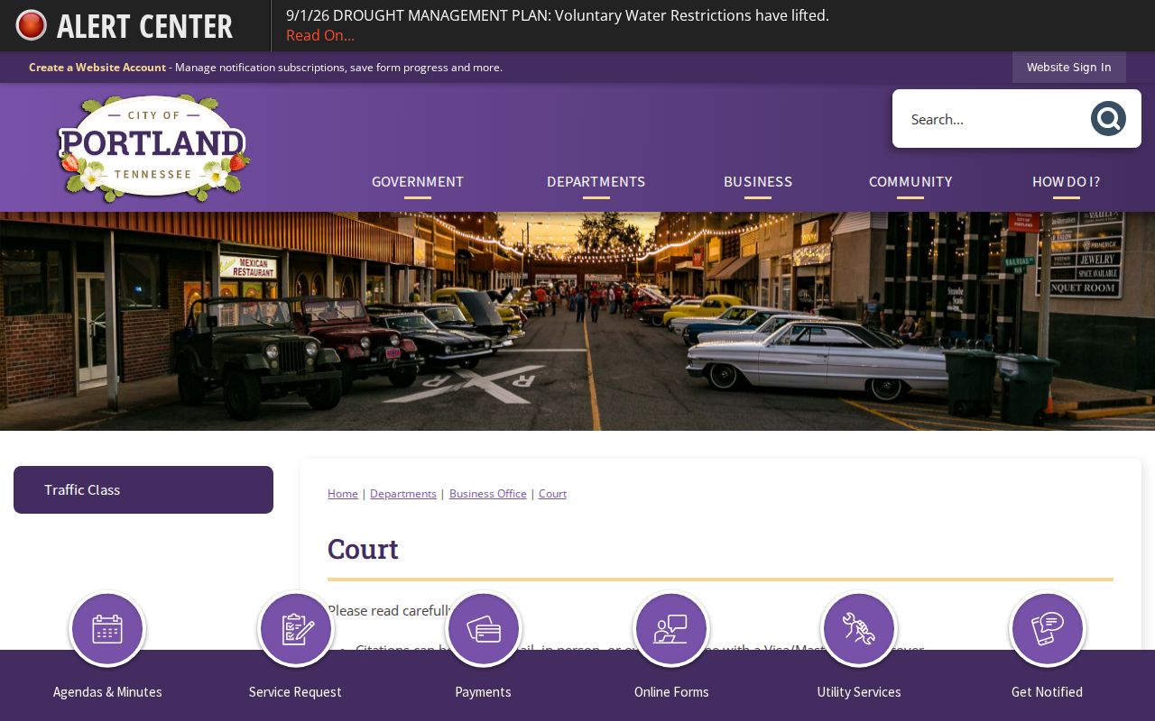 Portland court docket and five-digit citation instructions