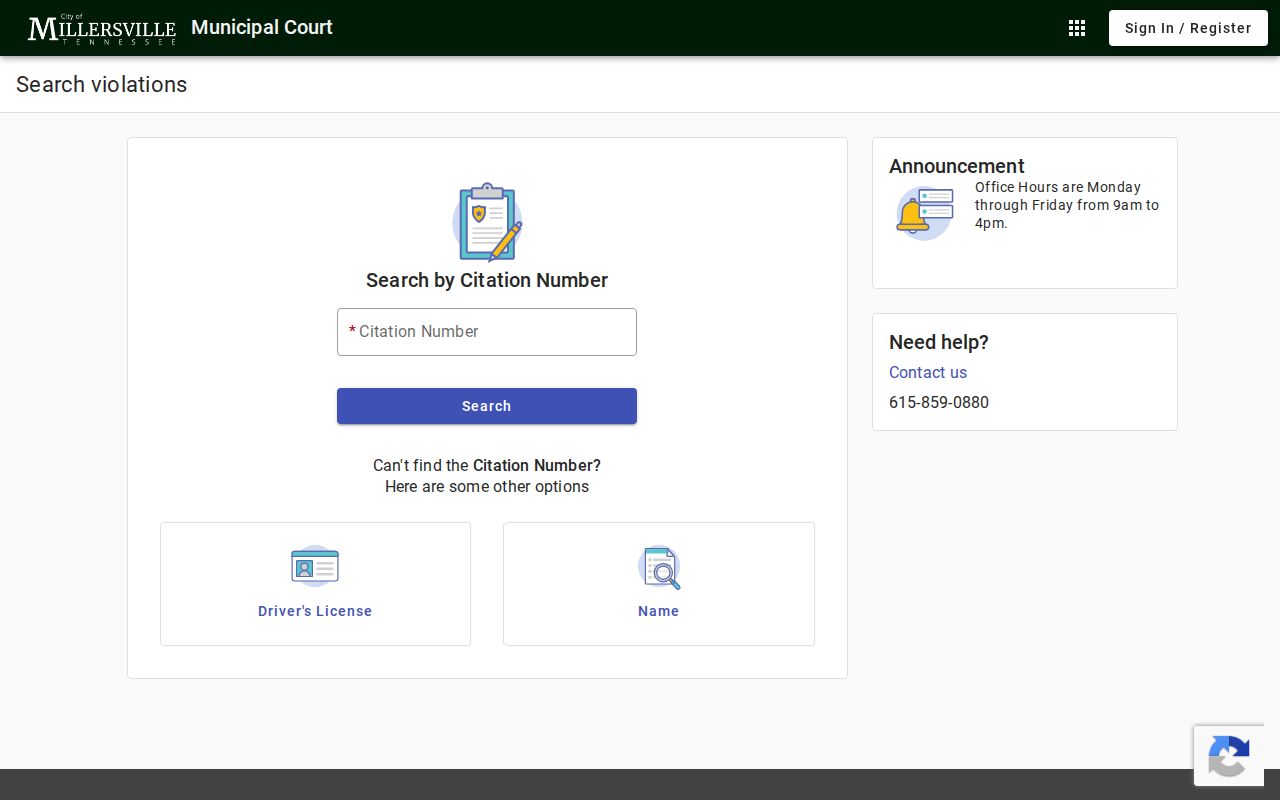 Millersville court docket municipal citation search fields
